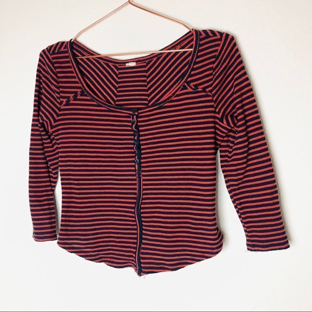 EUC Urban Outiftters Striped Waffle Knit Top Small - Picture 2 of 5